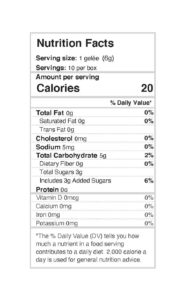 Black Dahlia Gelees Nutrition Facts
